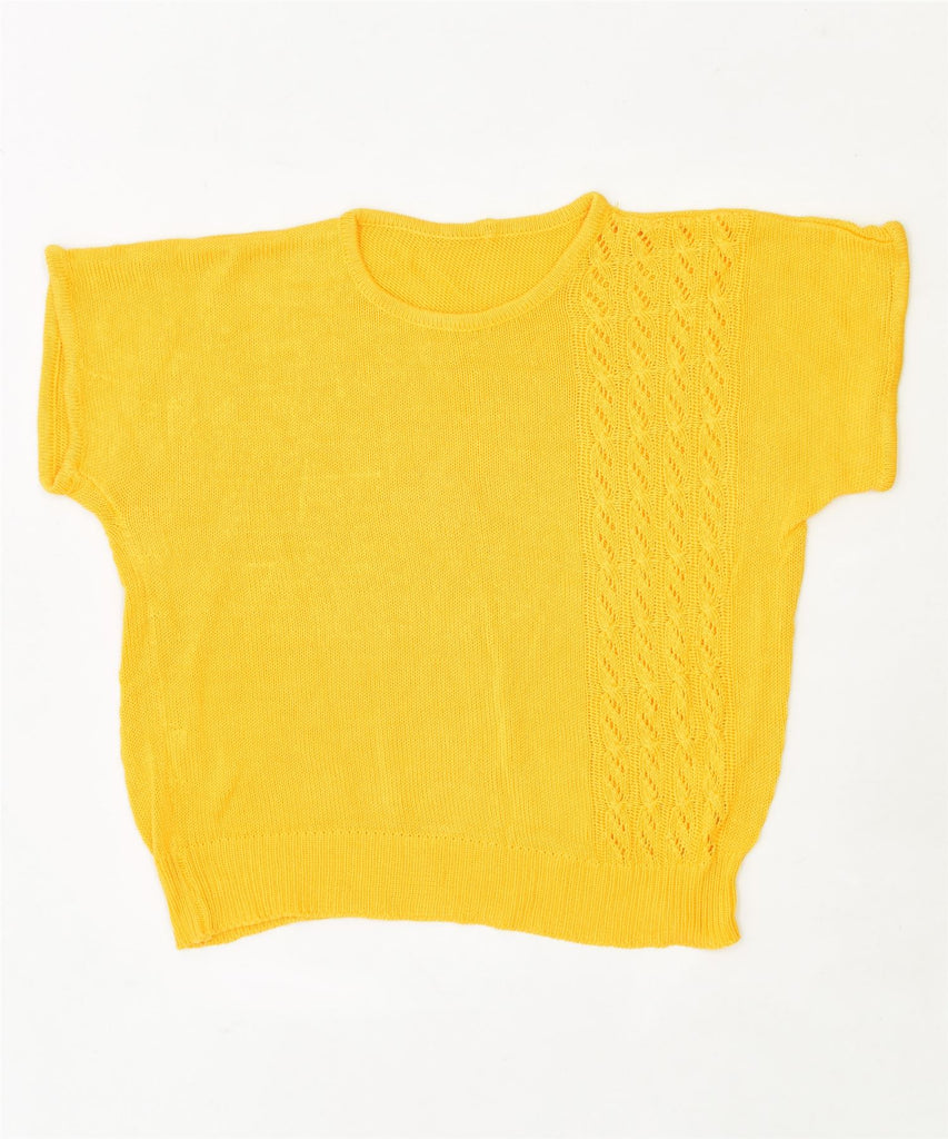 VINTAGE Womens Sleeveless Crew Neck Jumper Sweater UK 16 Large Yellow | Vintage | Thrift | Second-Hand | Used Clothing | Messina Hembry 