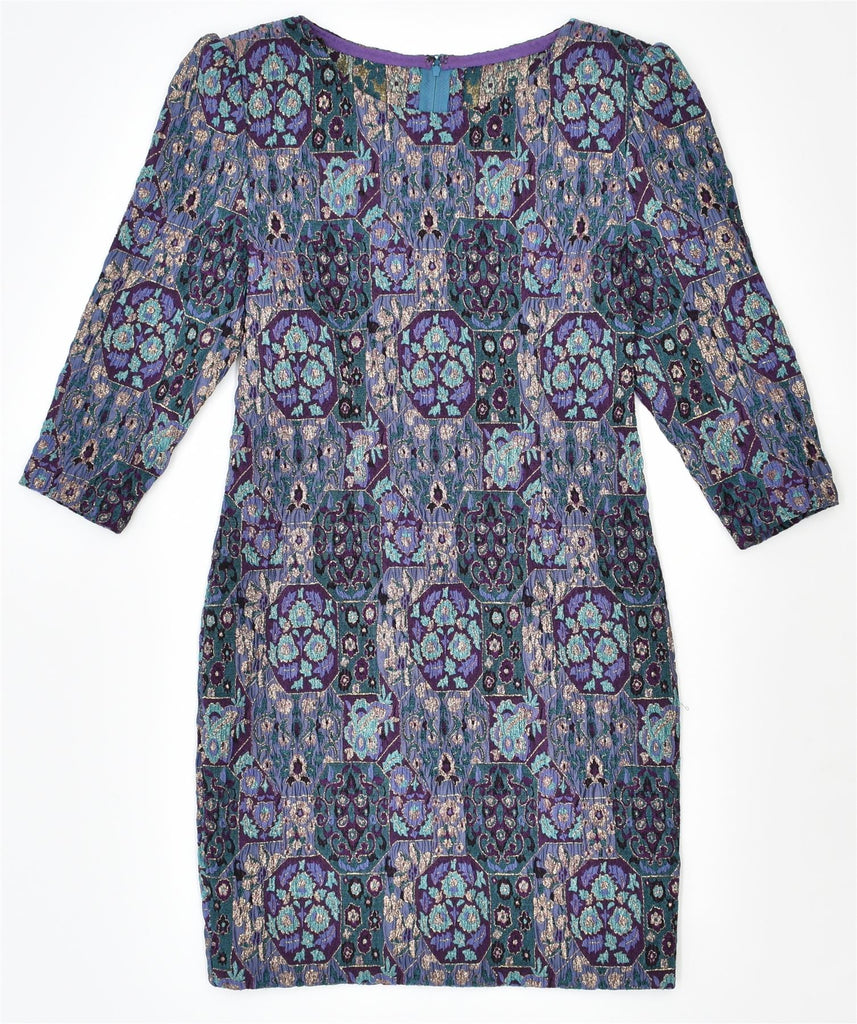 VINTAGE Womens Sheath Dress UK 10 Small Purple Ikat | Vintage | Thrift | Second-Hand | Used Clothing | Messina Hembry 