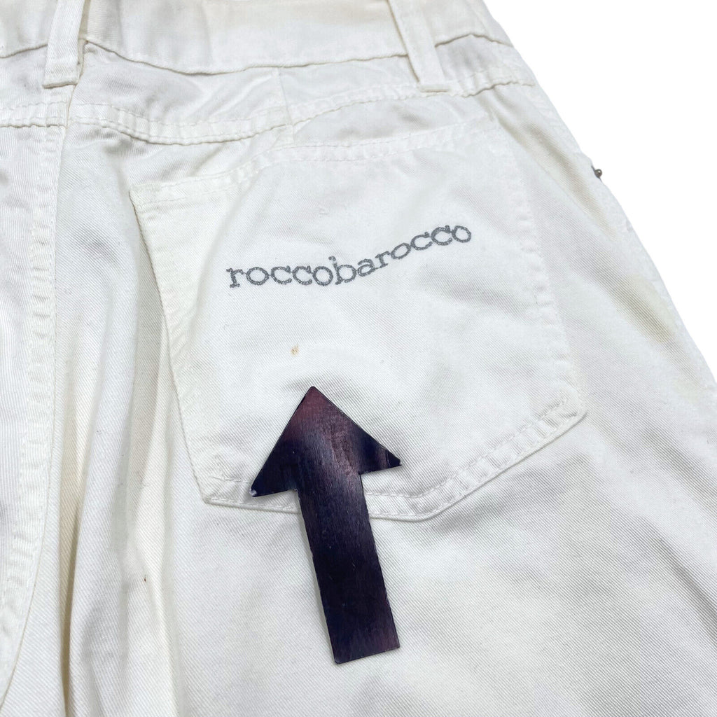 Roccobarocco Womens White High Rise Jeans | Vintage Luxury Designer Denim VTG | Vintage Messina Hembry | Thrift | Second-Hand Messina Hembry | Used Clothing | Messina Hembry 