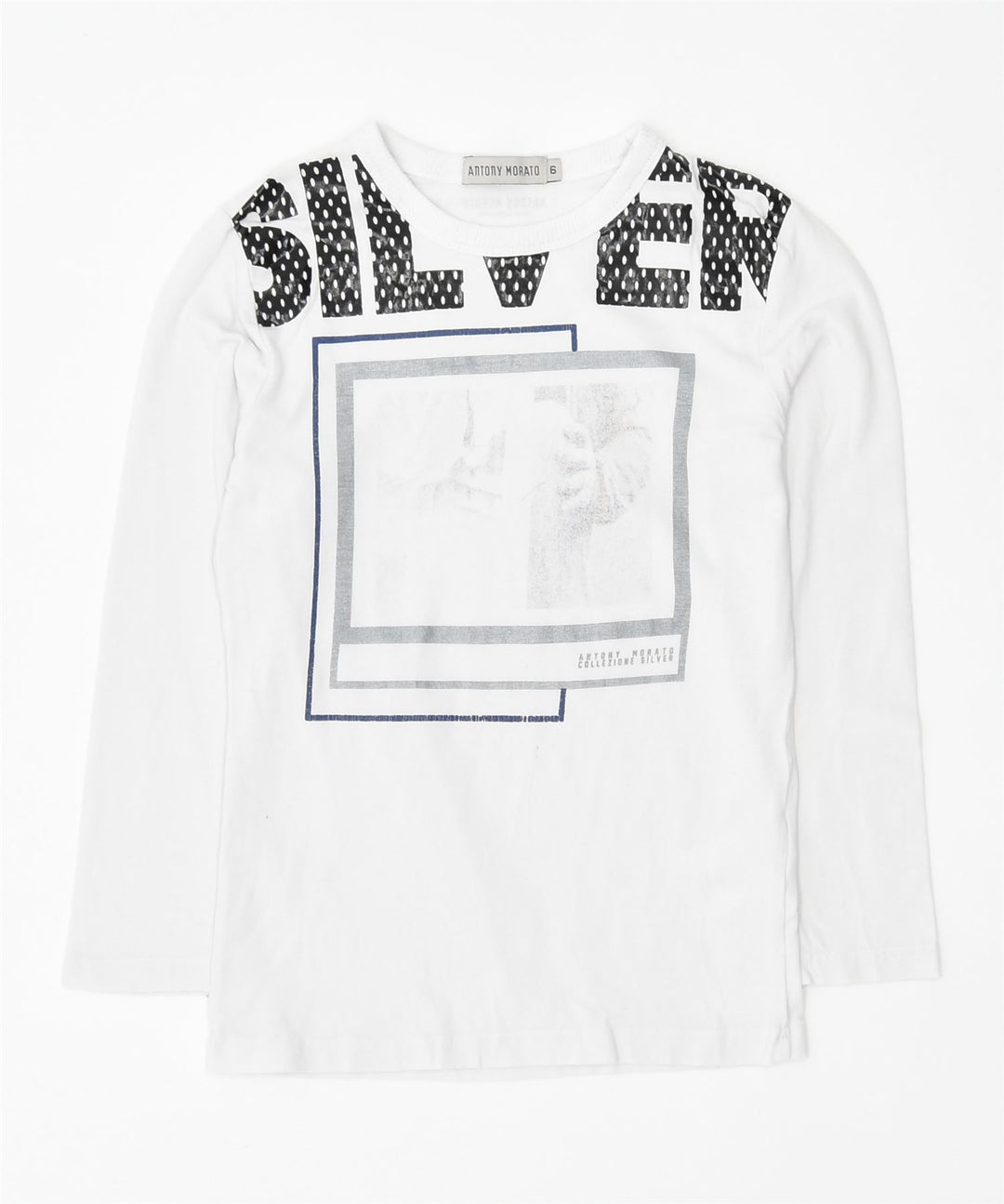 ANTONY MORATO Boys Graphic Top Long Sleeve 5-6 Years White Cotton Vintage | Vintage | Thrift | Second-Hand | Used Clothing | Messina Hembry 