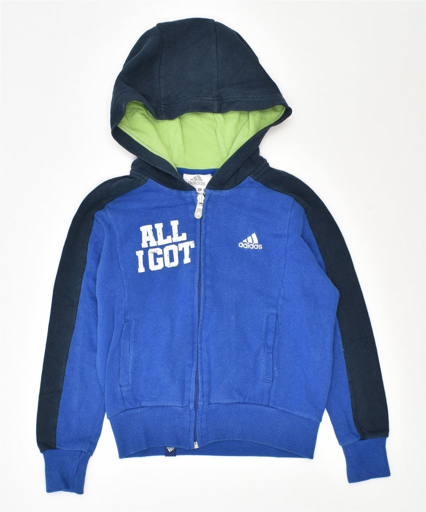 ADIDAS Boys Zip Hoodie Sweater 5-6 Years Blue Cotton | Vintage | Thrift | Second-Hand | Used Clothing | Messina Hembry 