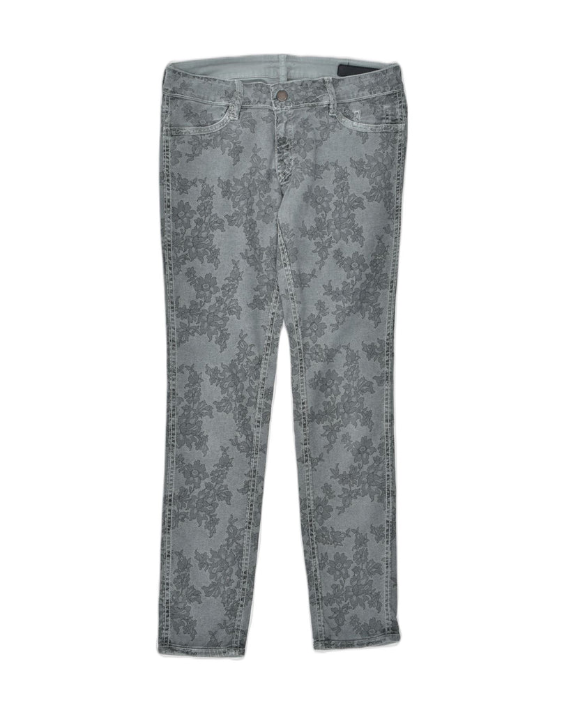 MELTIN' POT Womens Skinny Casual Trousers W32 L30 Grey Floral | Vintage | Thrift | Second-Hand | Used Clothing | Messina Hembry 