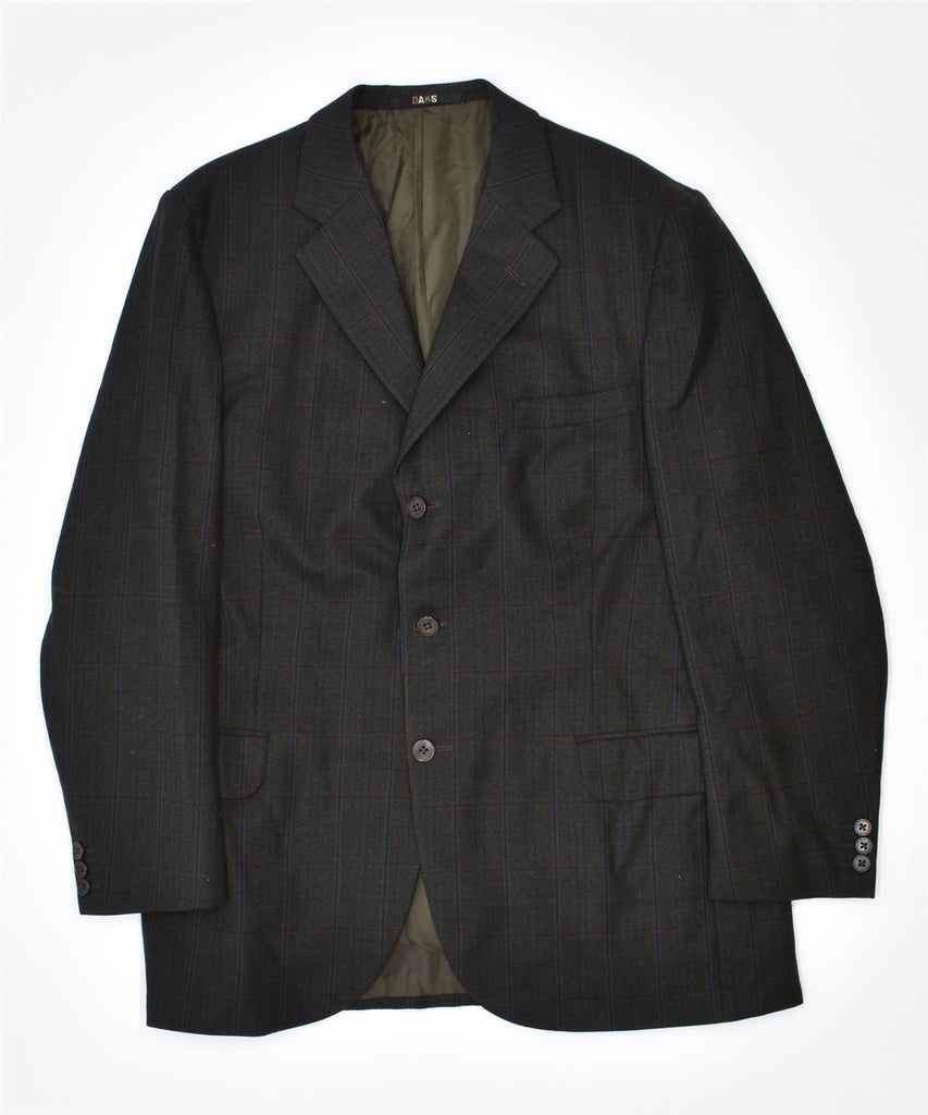DAKS Mens 3 Button Blazer Jacket UK 40 Large Black Check Wool | Vintage | Thrift | Second-Hand | Used Clothing | Messina Hembry 