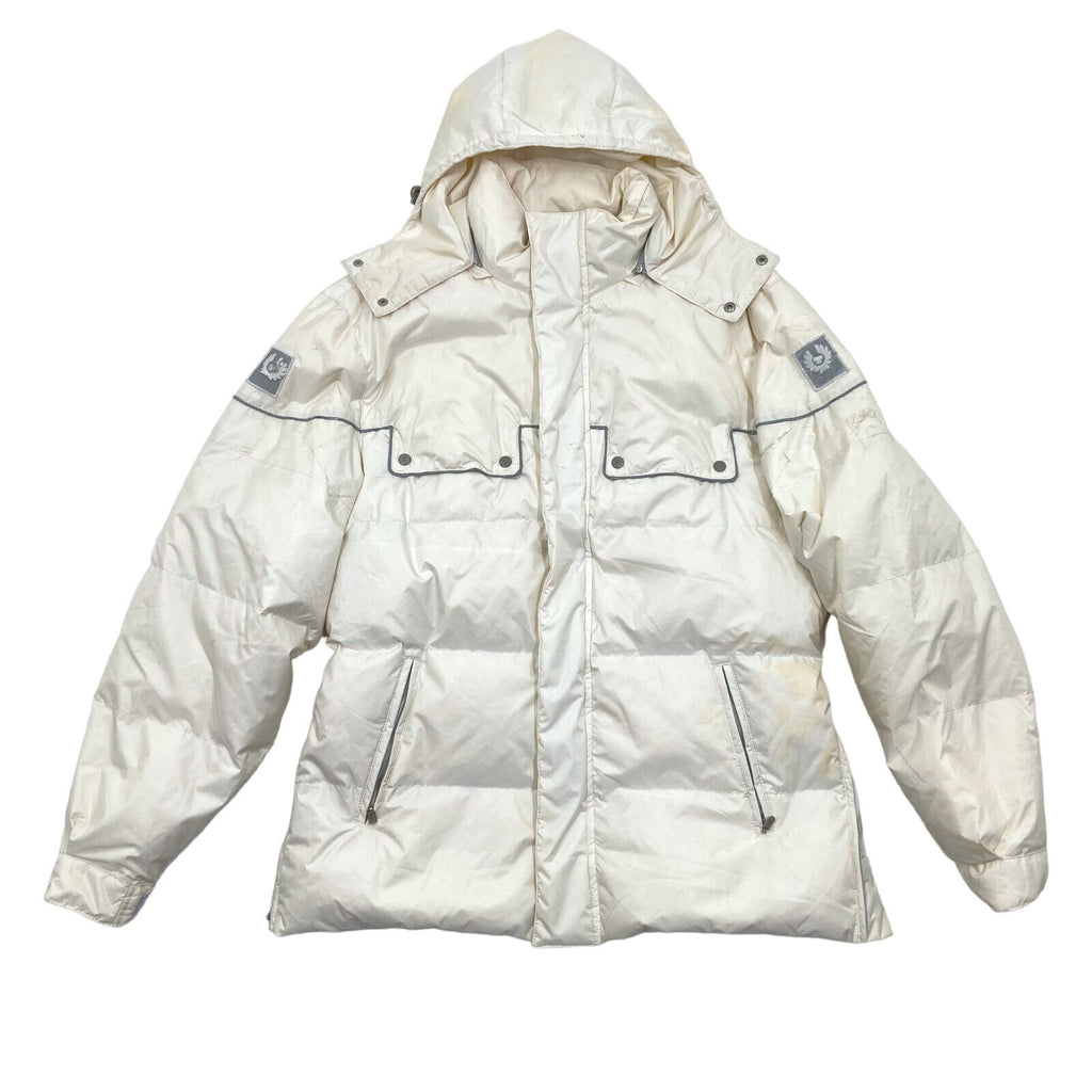 Belstaff Silver White Padded Winter Coat | Vintage High End Designer Puffer VTG | Vintage Messina Hembry | Thrift | Second-Hand Messina Hembry | Used Clothing | Messina Hembry 