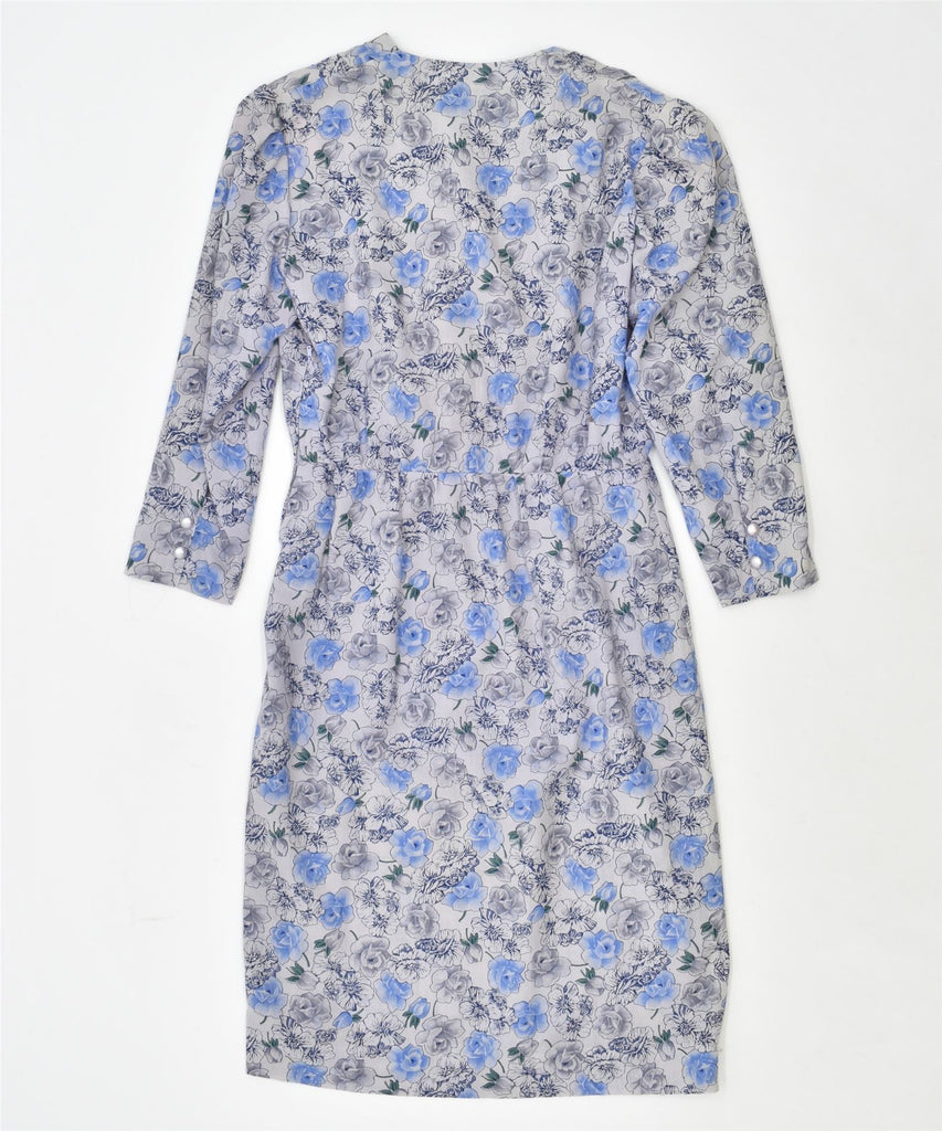 VINTAGE Womens Basic Dress UK 14 Large Blue Floral | Vintage | Thrift | Second-Hand | Used Clothing | Messina Hembry 