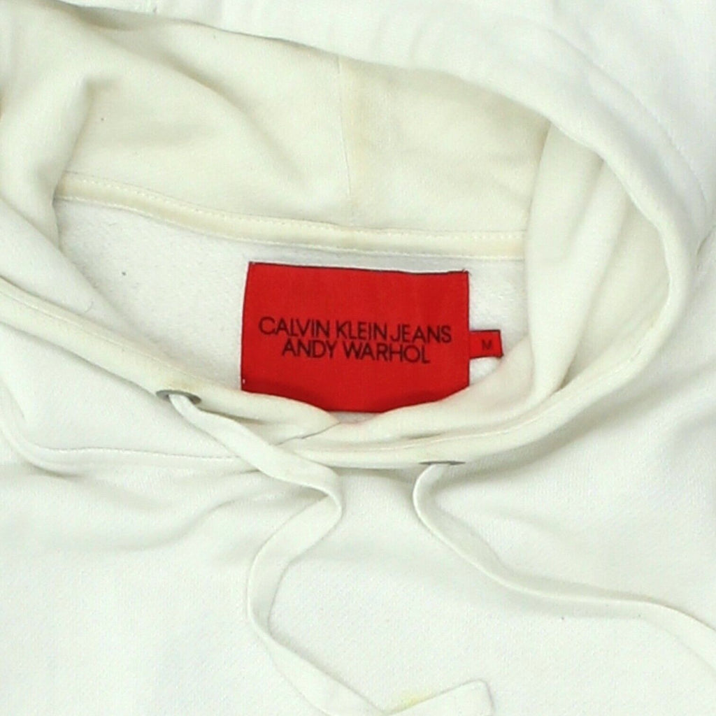 Calvin Klein Jeans Andy Warhol Mens White Pullover Hoodie | Vintage Retro VTG | Vintage Messina Hembry | Thrift | Second-Hand Messina Hembry | Used Clothing | Messina Hembry 