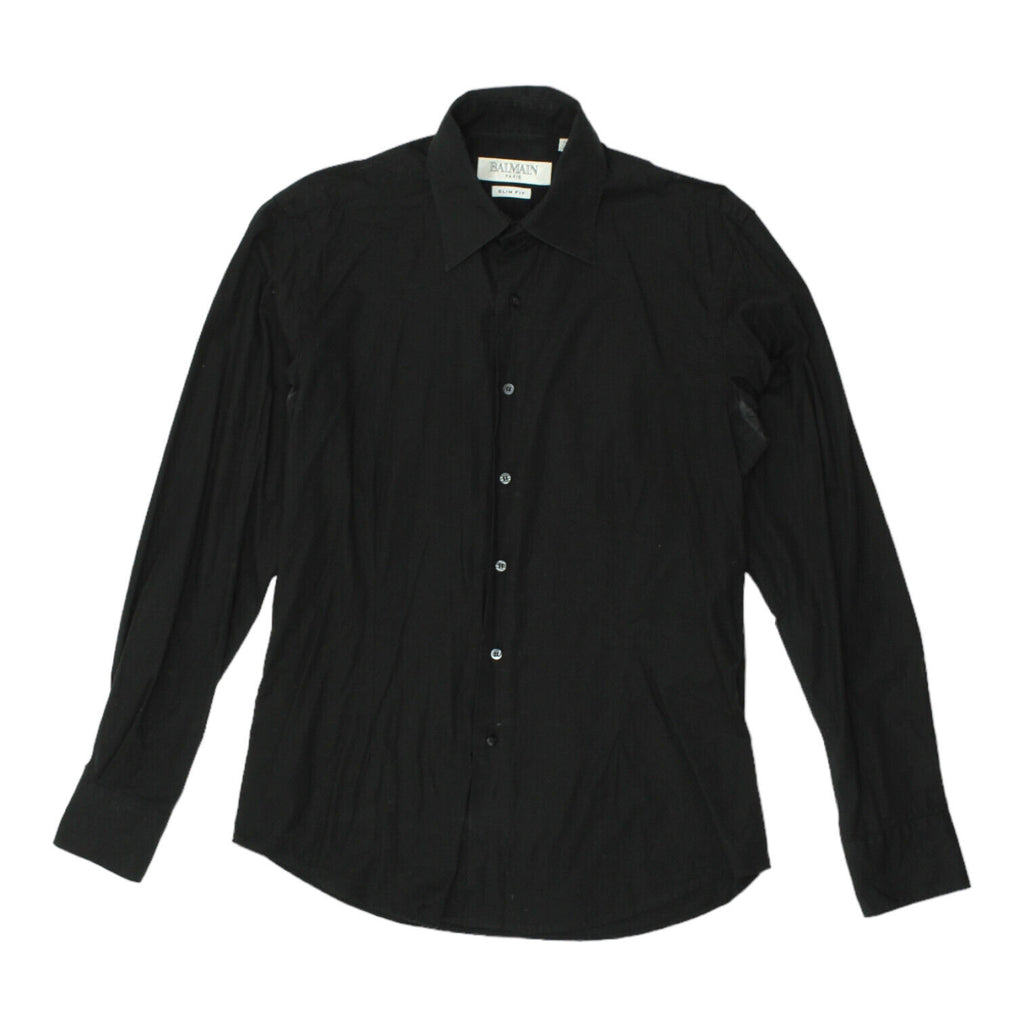Pierre Balmain Mens Black Slim Fit Shirt | Vintage High End Luxury Designer VTG | Vintage Messina Hembry | Thrift | Second-Hand Messina Hembry | Used Clothing | Messina Hembry 