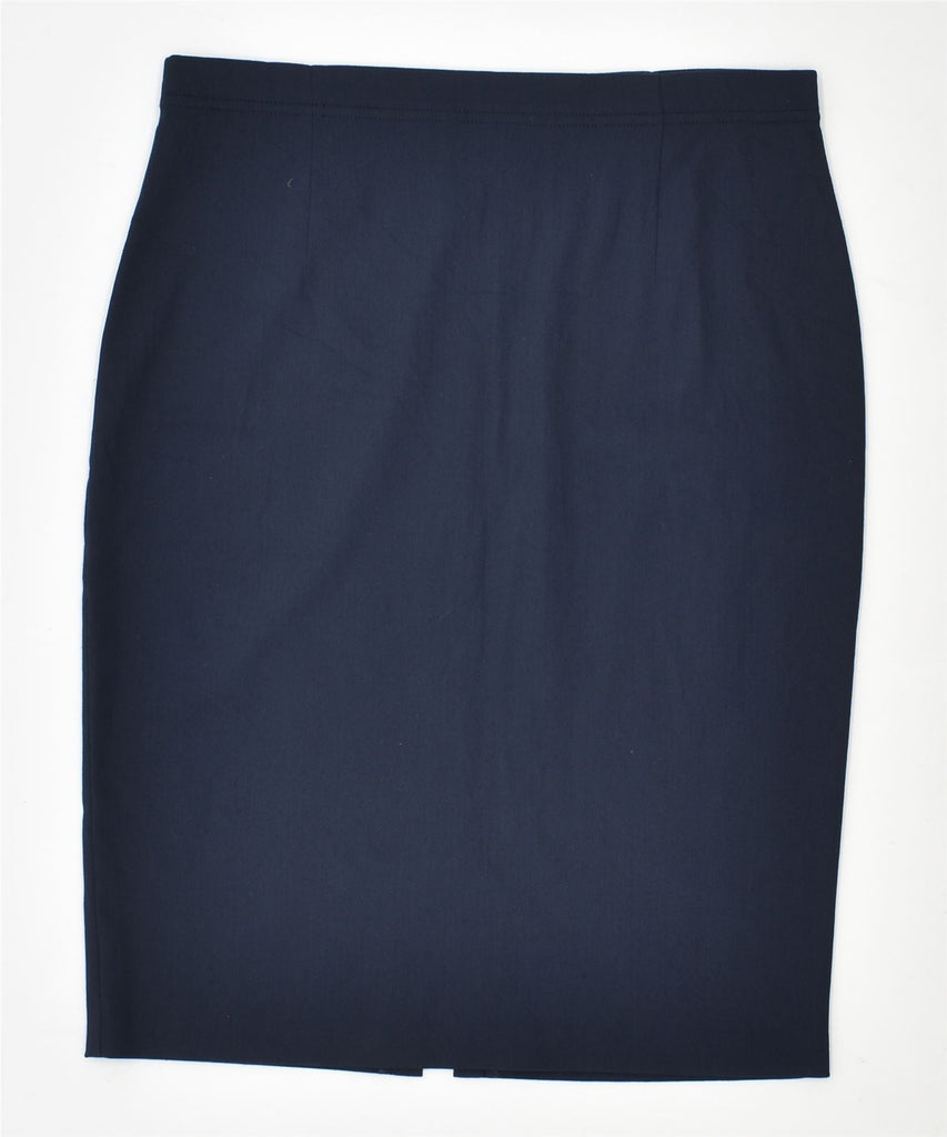 VINTAGE Womens Pencil Skirt IT 46 Large W31 Navy Blue Viscose | Vintage | Thrift | Second-Hand | Used Clothing | Messina Hembry 