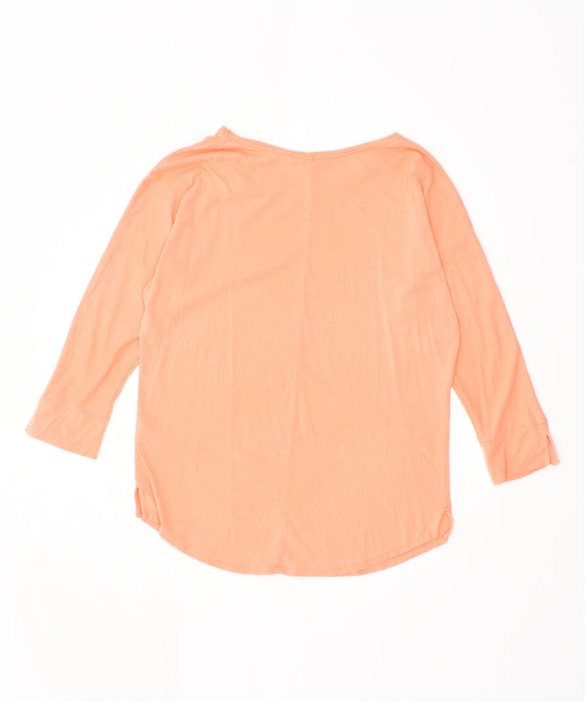 MASSIMO DUTTI Womens 3/4 Sleeve Top UK 14 Medium Orange Cotton | Vintage | Thrift | Second-Hand | Used Clothing | Messina Hembry 