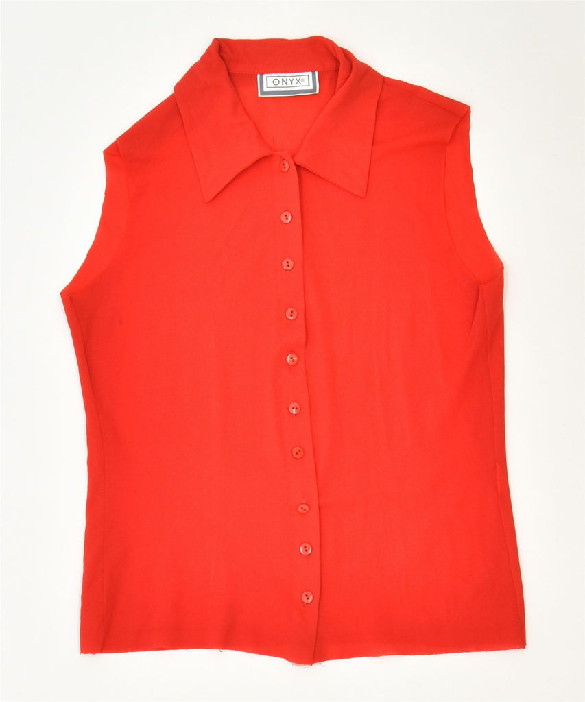 ONYX Womens Sleeveless Shirt UK 10 Small Red Classic Vintage | Vintage | Thrift | Second-Hand | Used Clothing | Messina Hembry 