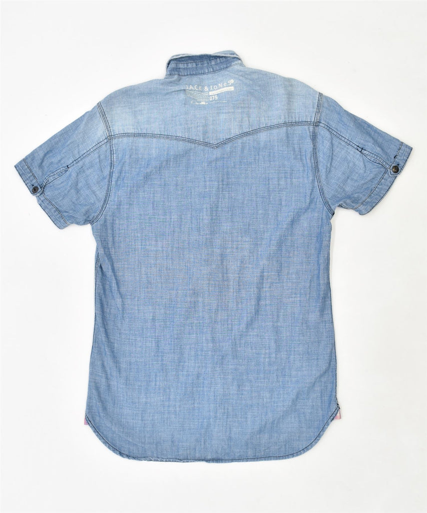 JACK & JONES Mens Short Sleeve Shirt Medium Blue Cotton | Vintage | Thrift | Second-Hand | Used Clothing | Messina Hembry 