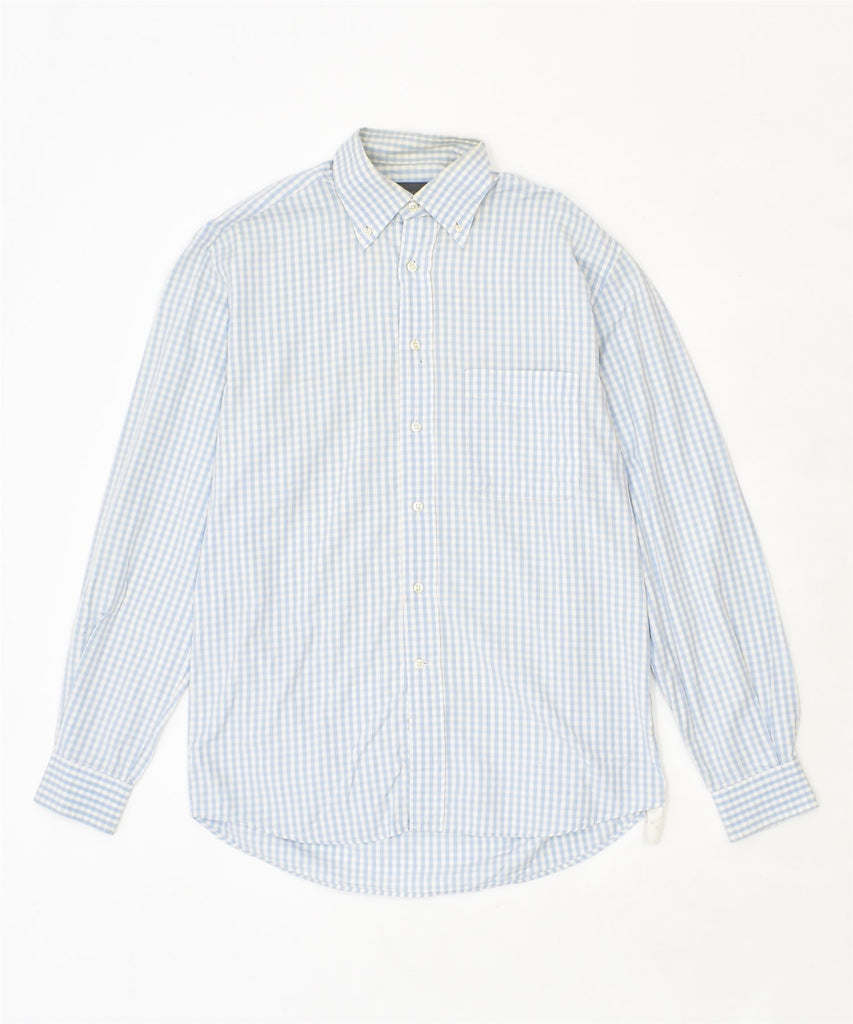 MASSIMO DUTTI Mens Shirt Size 40 Medium Blue Gingham Cotton | Vintage | Thrift | Second-Hand | Used Clothing | Messina Hembry 