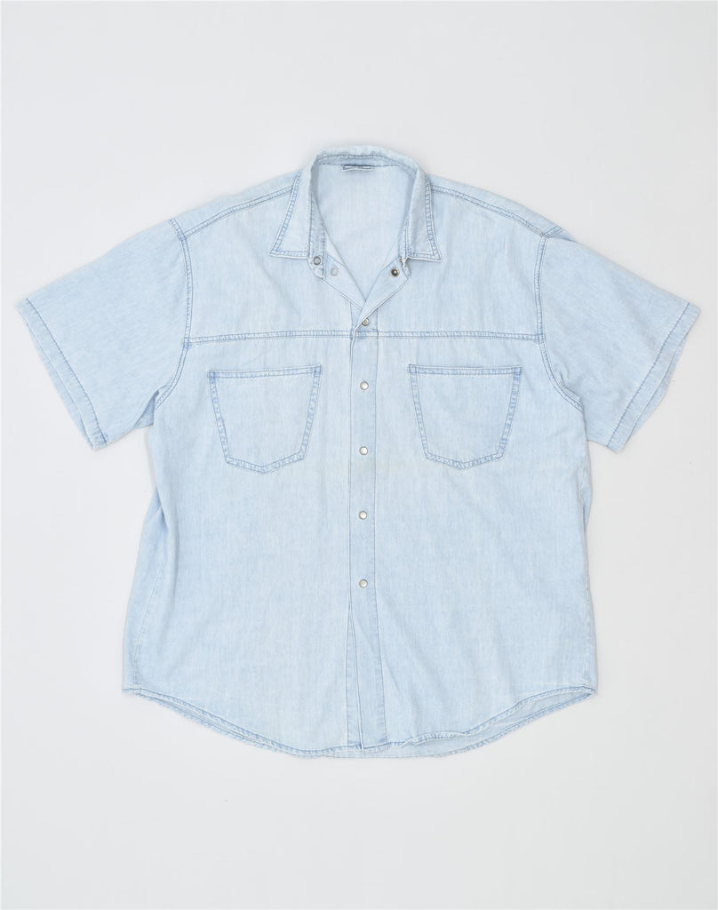 JACKY-O Mens Short Sleeve Denim Shirt Medium Blue Cotton Vintage | Vintage | Thrift | Second-Hand | Used Clothing | Messina Hembry 