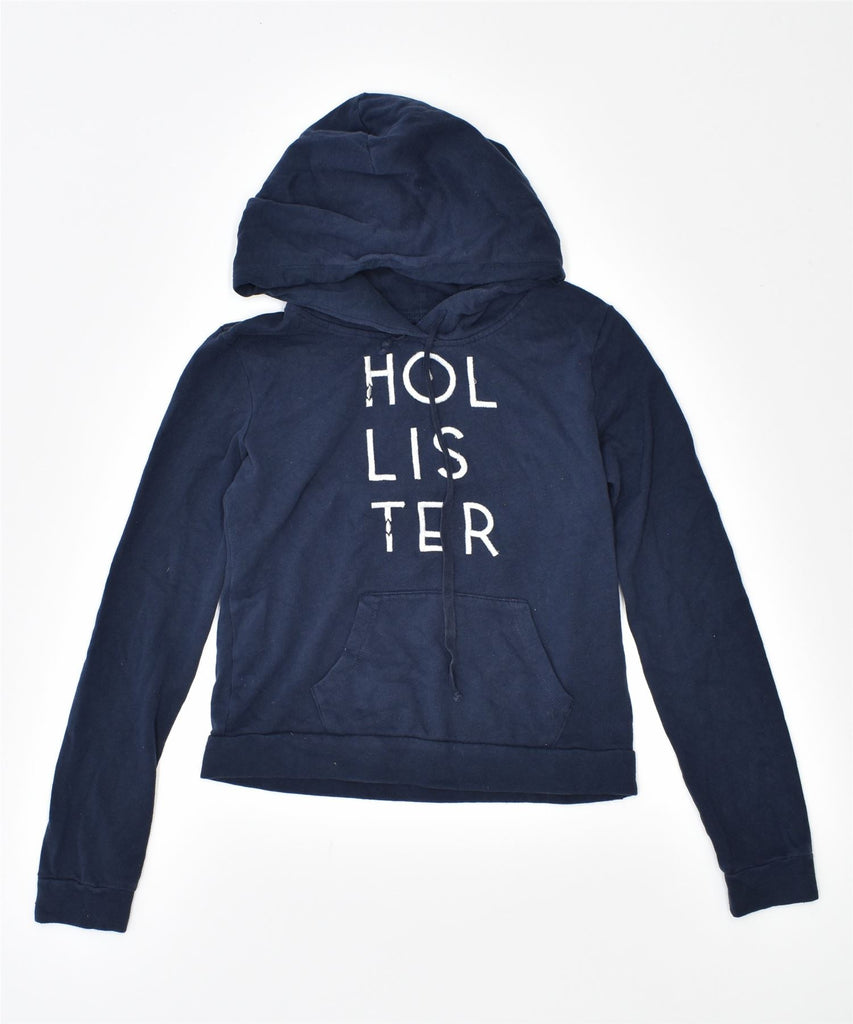 HOLLISTER Womens Hoodie Jumper UK 10 Small Navy Blue Cotton | Vintage | Thrift | Second-Hand | Used Clothing | Messina Hembry 