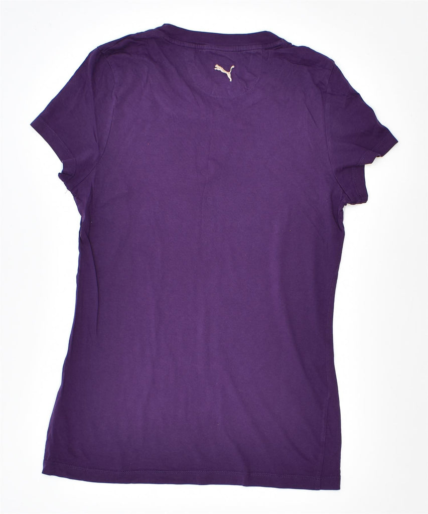 PUMA Womens Graphic T-Shirt Top UK 12 Medium Purple Cotton | Vintage | Thrift | Second-Hand | Used Clothing | Messina Hembry 