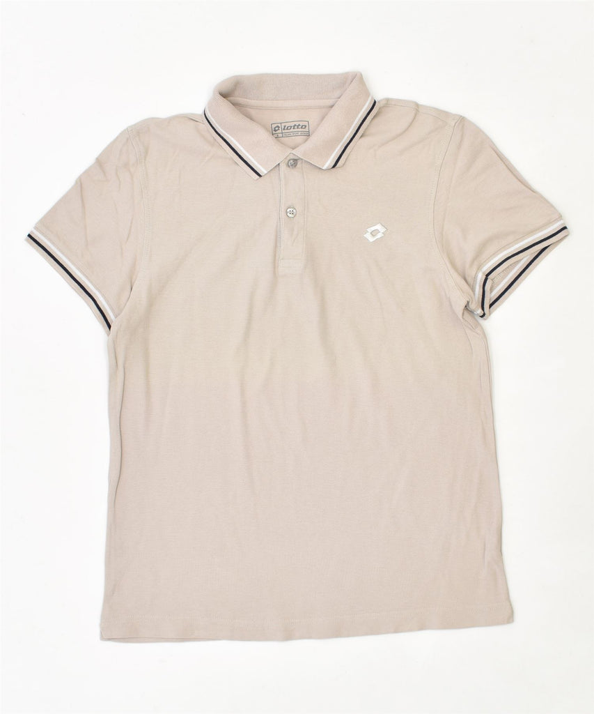 LOTTO Mens Polo Shirt Small Beige Cotton | Vintage | Thrift | Second-Hand | Used Clothing | Messina Hembry 