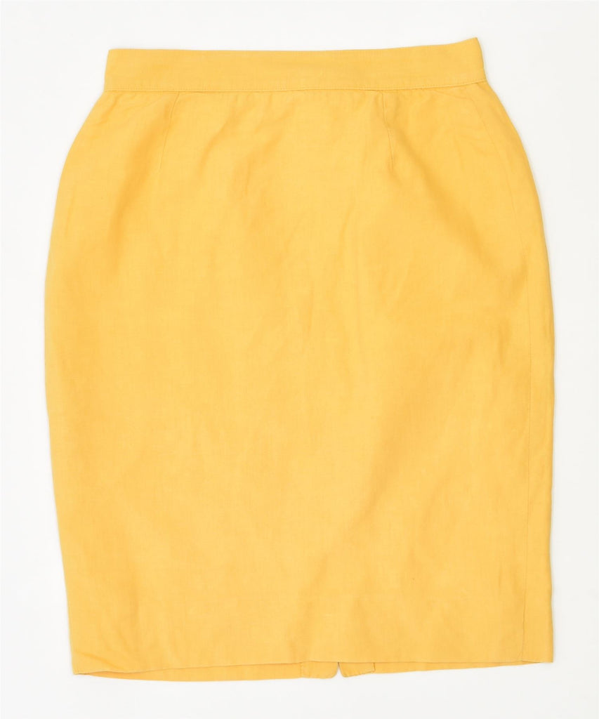 MISS TWIDD Womens High Waist Pencil Skirt IT 42 Medium W26 Yellow Acetate | Vintage | Thrift | Second-Hand | Used Clothing | Messina Hembry 