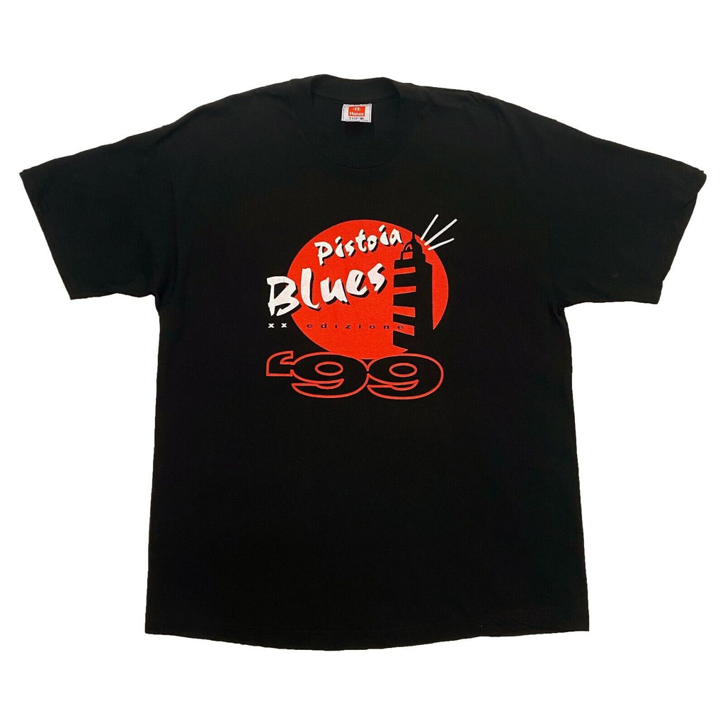 Pistoia Blues 99 XX Edition Tshirt | Vintage 90s Italian Music Festival Black | Vintage Messina Hembry | Thrift | Second-Hand Messina Hembry | Used Clothing | Messina Hembry 