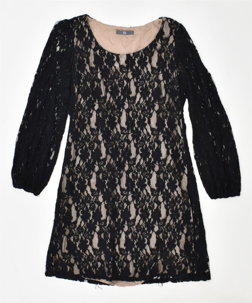BHS Womens Lace Shift Dress UK 10 Small Black Cotton Vintage | Vintage | Thrift | Second-Hand | Used Clothing | Messina Hembry 