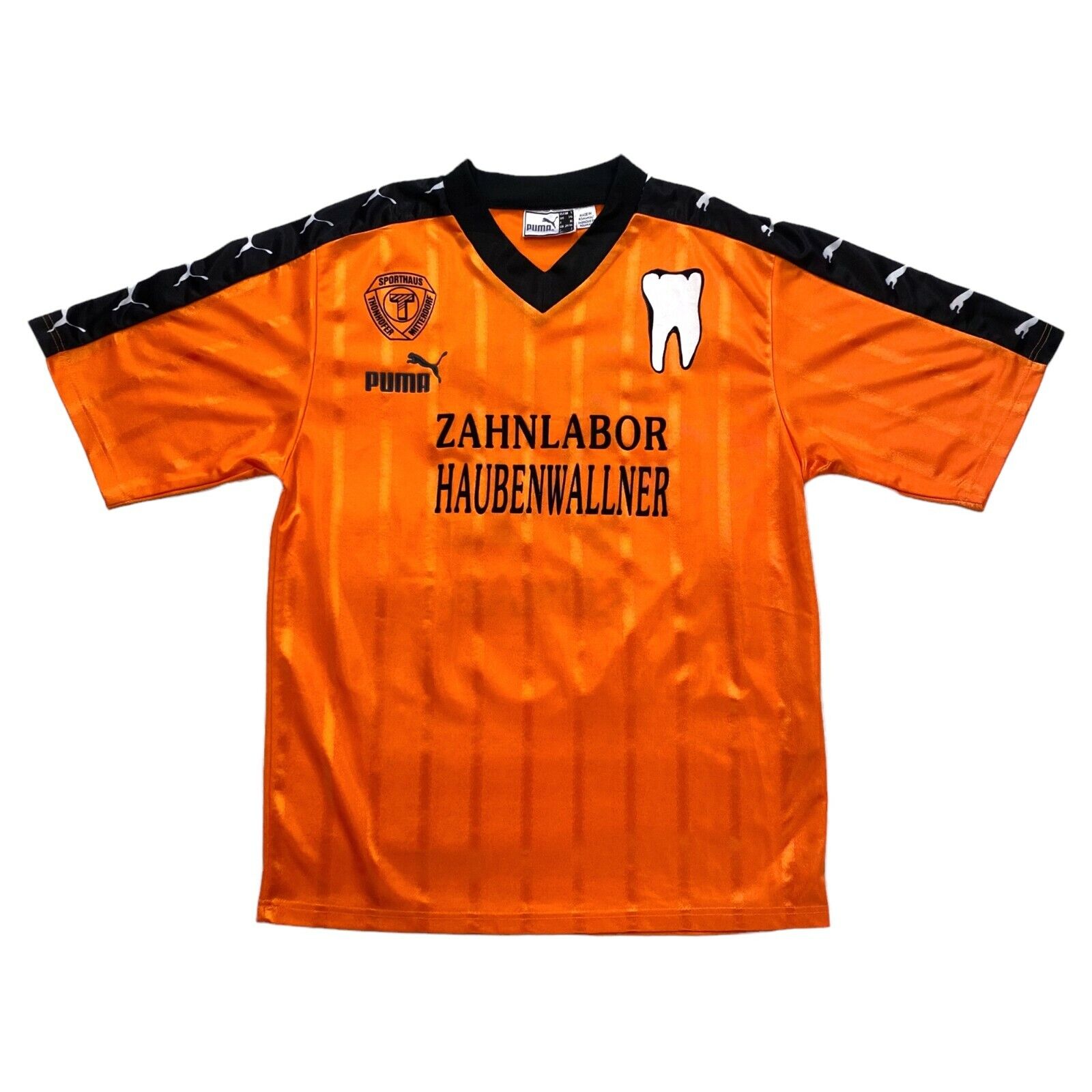 Maglia SV Stanz Thonhofer Sporthaus Puma Abbigliamento sportivo da calcio vintage anni 90 arancione