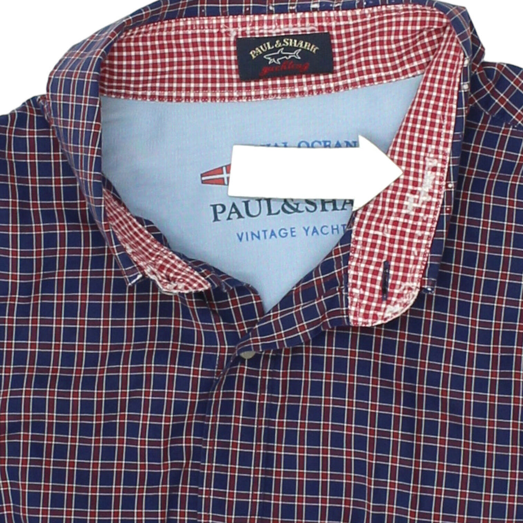 Paul & Shark Mens Blue Red Check Button Down Collar Shirt | Vintage Designer VTG | Vintage Messina Hembry | Thrift | Second-Hand Messina Hembry | Used Clothing | Messina Hembry 