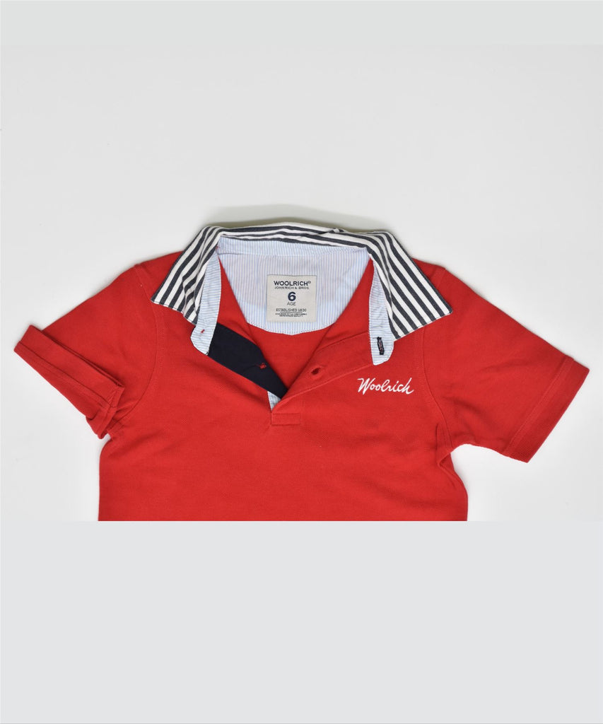 WOOLRICH Boys Polo Shirt 5-6 Years Red Cotton | Vintage | Thrift | Second-Hand | Used Clothing | Messina Hembry 