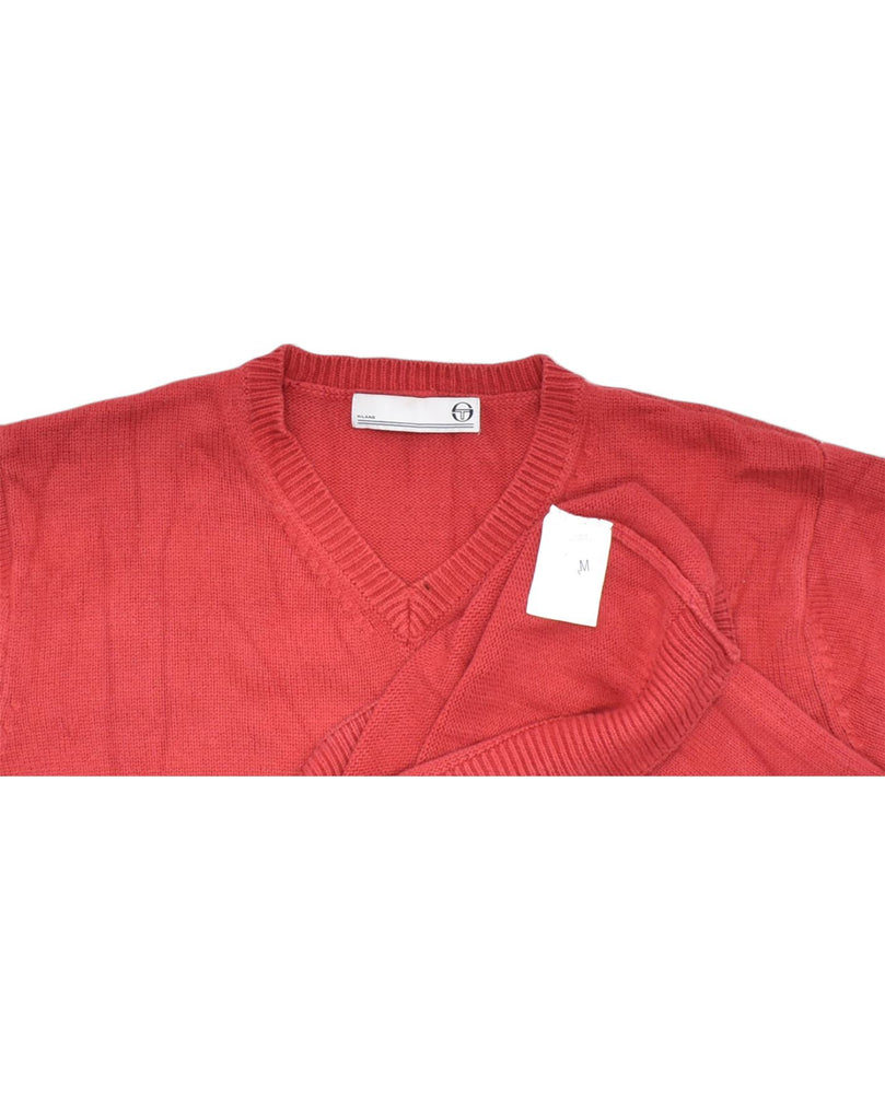 SERGIO TACCHINI Mens V-Neck Jumper Sweater Medium Red Cotton | Vintage | Thrift | Second-Hand | Used Clothing | Messina Hembry 