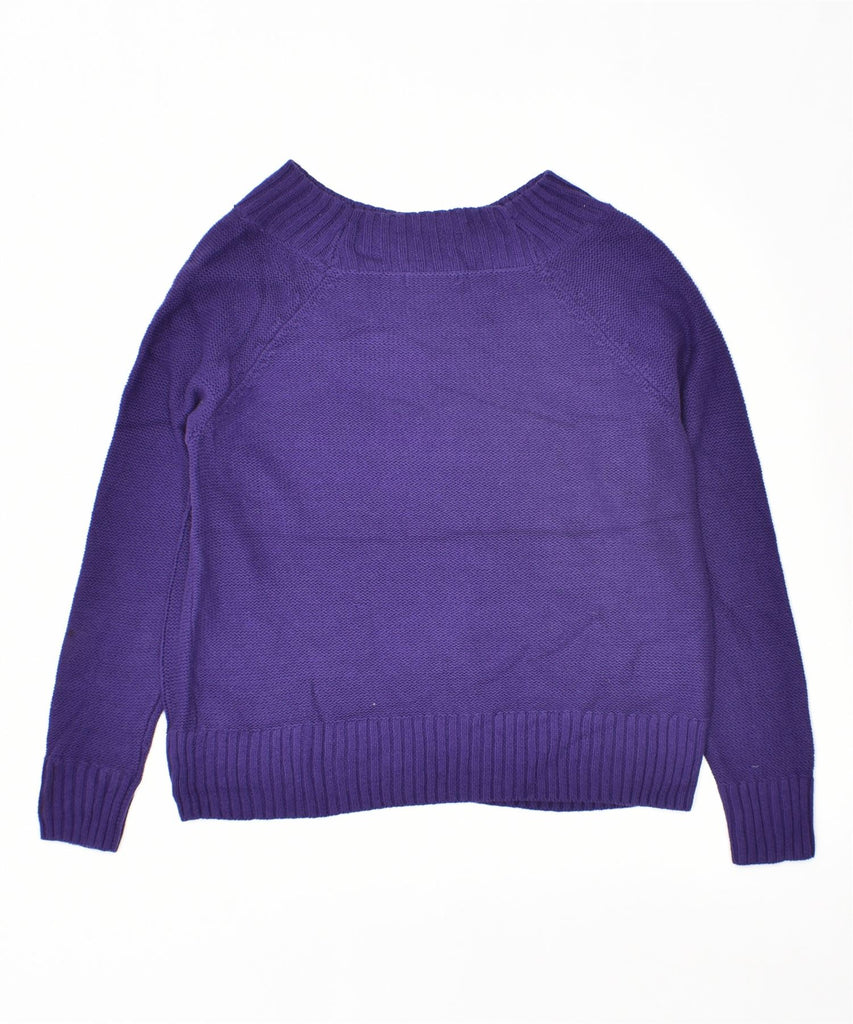 CHAPS Womens Oversized Boat Neck Jumper Sweater UK 14 Medium Purple Cotton | Vintage | Thrift | Second-Hand | Used Clothing | Messina Hembry 