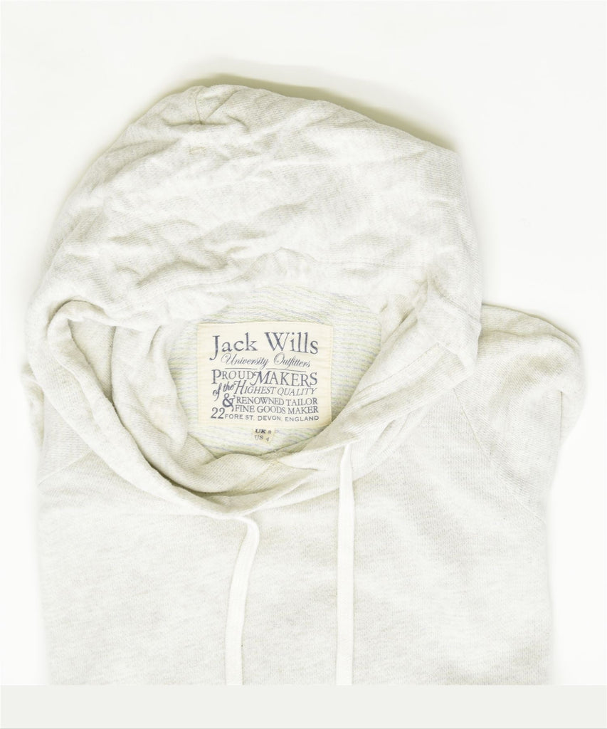 JACK WILLS Womens Oversized Hoodie Jumper UK 8 Small White Cotton | Vintage | Thrift | Second-Hand | Used Clothing | Messina Hembry 