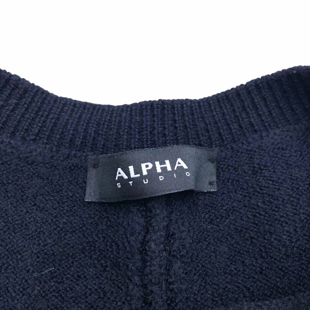 Alpha Studio Knitted Wool Long Sleeve Jumper Dress | Vintage Designer Navy VTG | Vintage Messina Hembry | Thrift | Second-Hand Messina Hembry | Used Clothing | Messina Hembry 