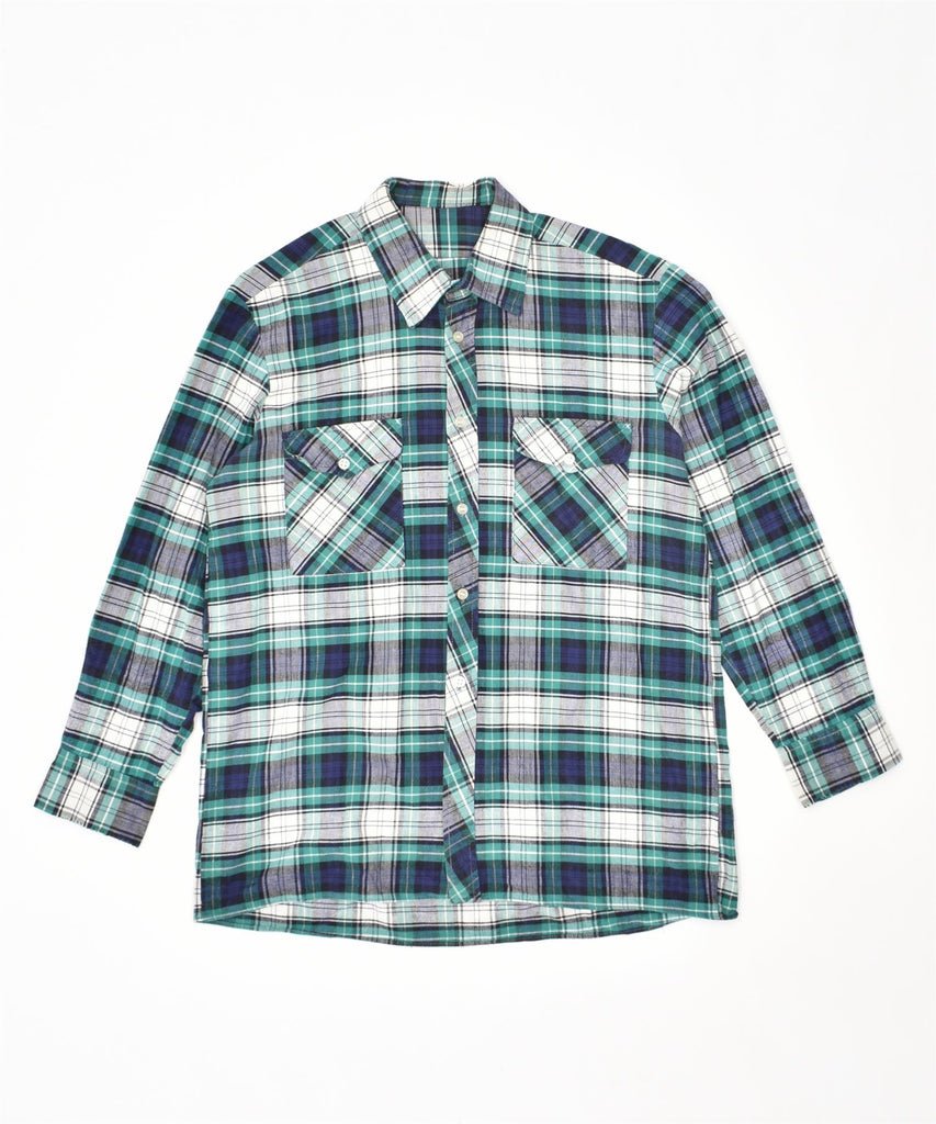 VINTAGE Mens Shirt Medium Green Check Cotton | Vintage | Thrift | Second-Hand | Used Clothing | Messina Hembry 