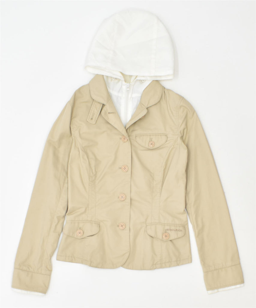 WOOLRICH Womens Hooded Harrington Jacket UK 6 XS Beige Cotton | Vintage | Thrift | Second-Hand | Used Clothing | Messina Hembry 