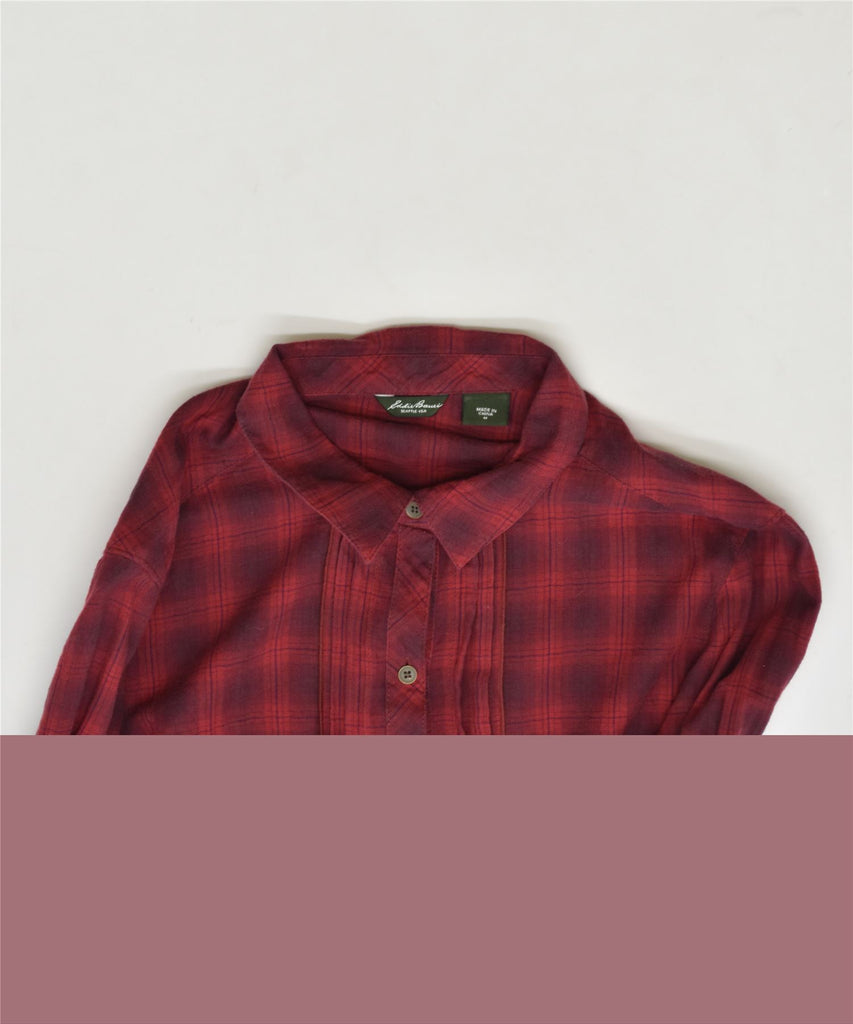 EDDIE BAUER Womens Shirt UK 12 Medium Red Check Cotton | Vintage | Thrift | Second-Hand | Used Clothing | Messina Hembry 