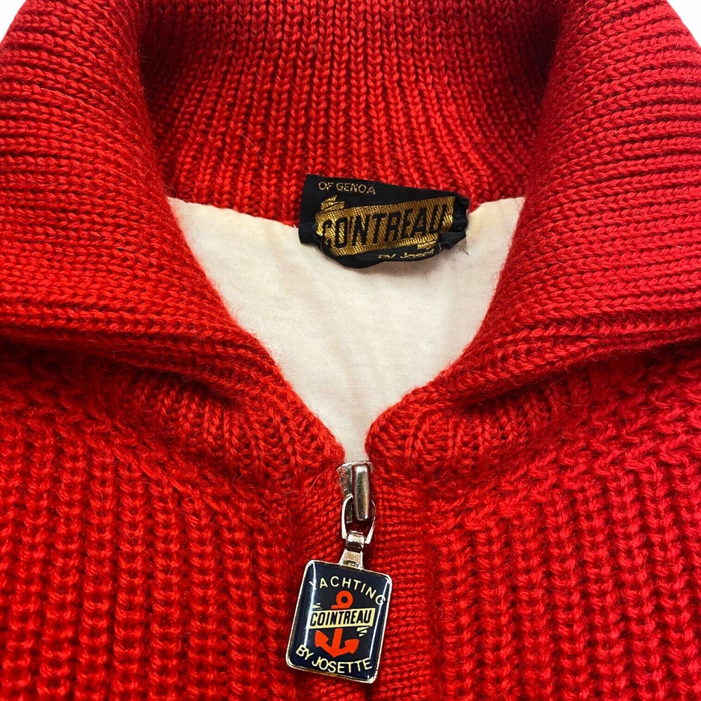 Cointreau Full Zip Knitted Wool Jumper Jacket | Vintage Designer Red Sweater | Vintage Messina Hembry | Thrift | Second-Hand Messina Hembry | Used Clothing | Messina Hembry 