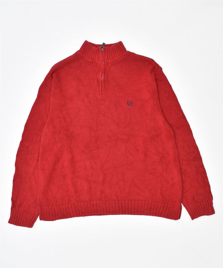 CHAPS Mens Zip Neck Jumper Sweater XL Red Cotton | Vintage | Thrift | Second-Hand | Used Clothing | Messina Hembry 