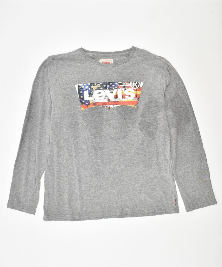 LEVI'S Boys Graphic Top Long Sleeve 15-16 Years Grey Cotton | Vintage | Thrift | Second-Hand | Used Clothing | Messina Hembry 