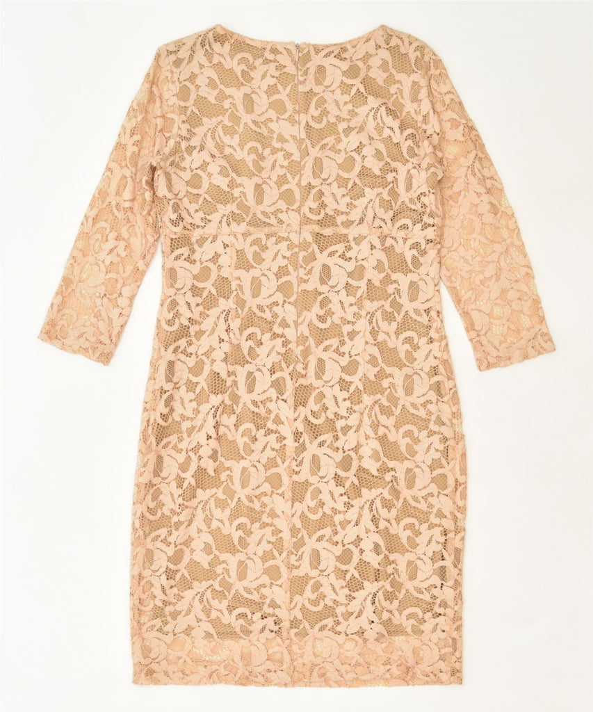 DANIEL & MAYER Womens Lace Sheath Dress IT 44 Medium Beige Viscose Classic | Vintage | Thrift | Second-Hand | Used Clothing | Messina Hembry 