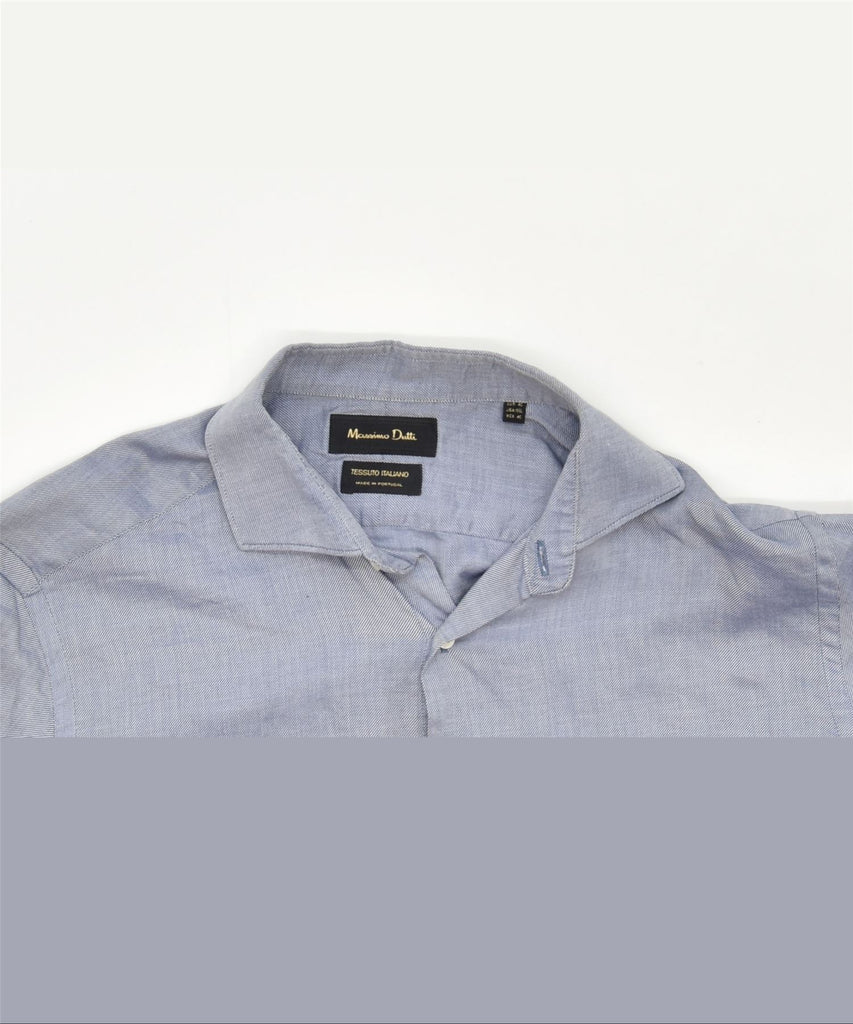 MASSIMO DUTTI Mens Shirt Size 15 1/2 Medium Blue Cotton Classic | Vintage | Thrift | Second-Hand | Used Clothing | Messina Hembry 