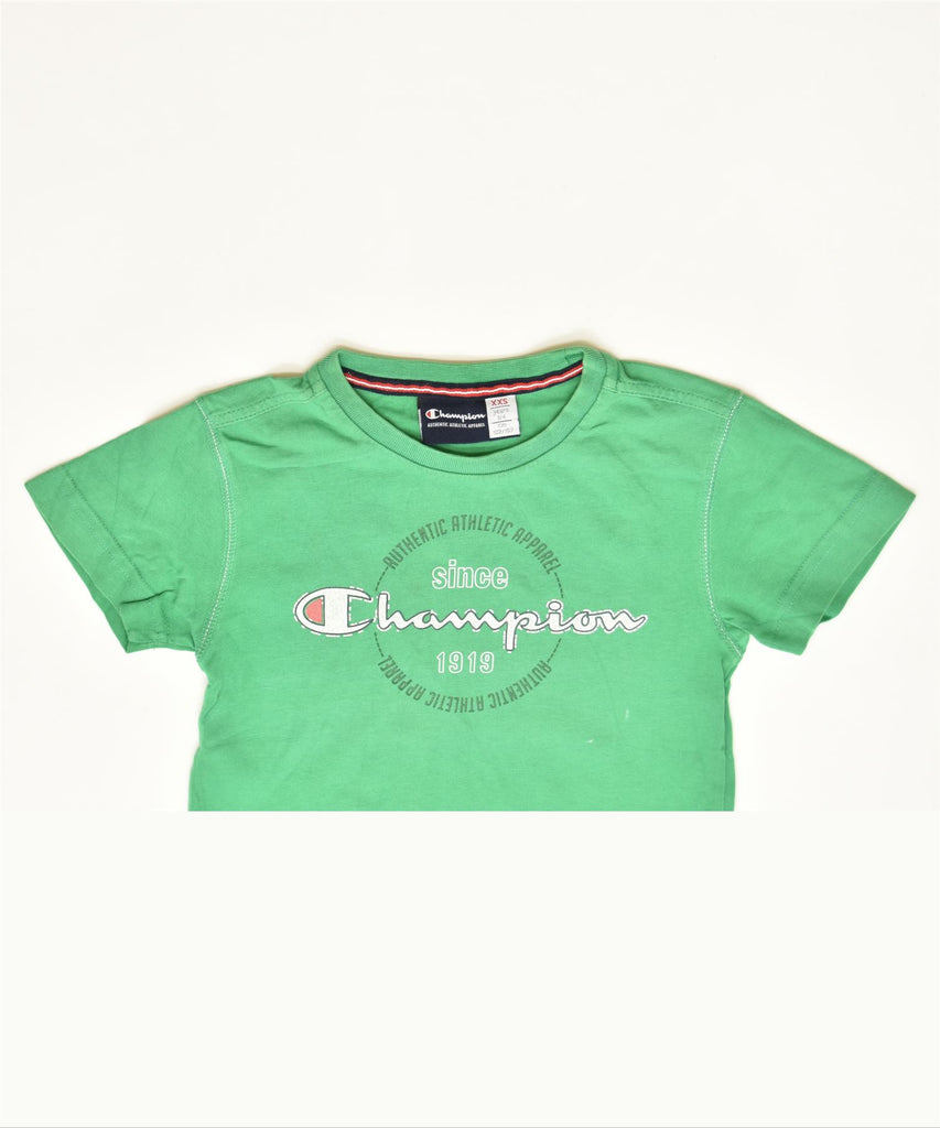 CHAMPION Boys Graphic T-Shirt Top 2-3 Years Green Cotton Classic | Vintage | Thrift | Second-Hand | Used Clothing | Messina Hembry 