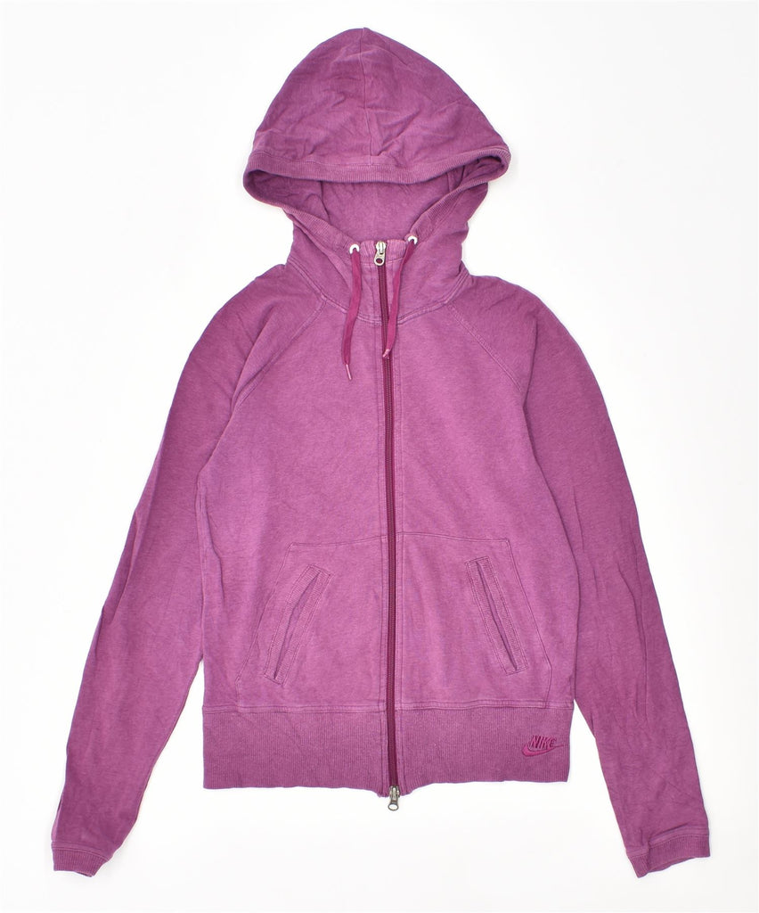 NIKE Womens Zip Hoodie Sweater UK 0/2 XS Purple Cotton | Vintage | Thrift | Second-Hand | Used Clothing | Messina Hembry 