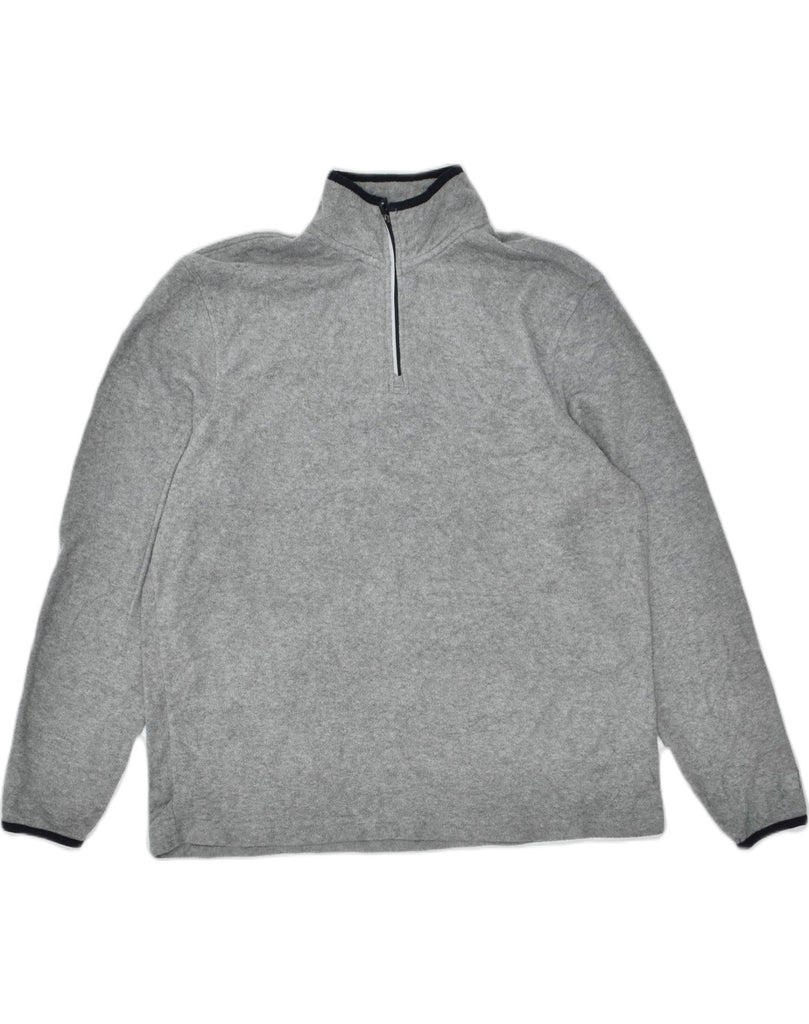 STARTER Mens Zip Neck Fleece Jumper Large Grey Polyester | Vintage | Thrift | Second-Hand | Used Clothing | Messina Hembry 