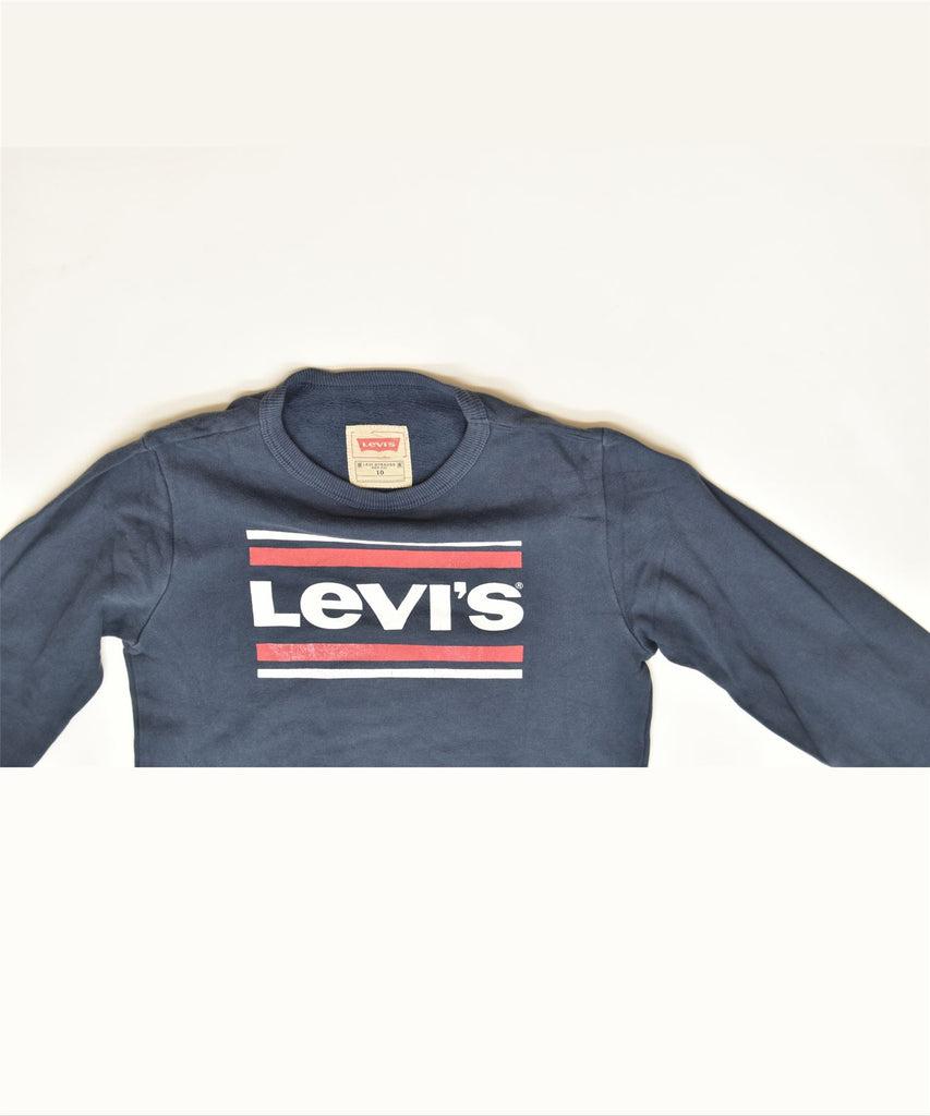 LEVI'S Boys Graphic Sweatshirt Jumper 9-10 Years Navy Blue Classic | Vintage | Thrift | Second-Hand | Used Clothing | Messina Hembry 