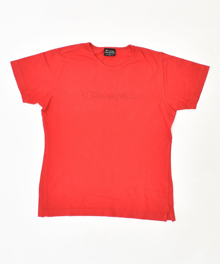 CHAMPION Womens Graphic T-Shirt Top UK 10 Small Red Cotton | Vintage | Thrift | Second-Hand | Used Clothing | Messina Hembry 