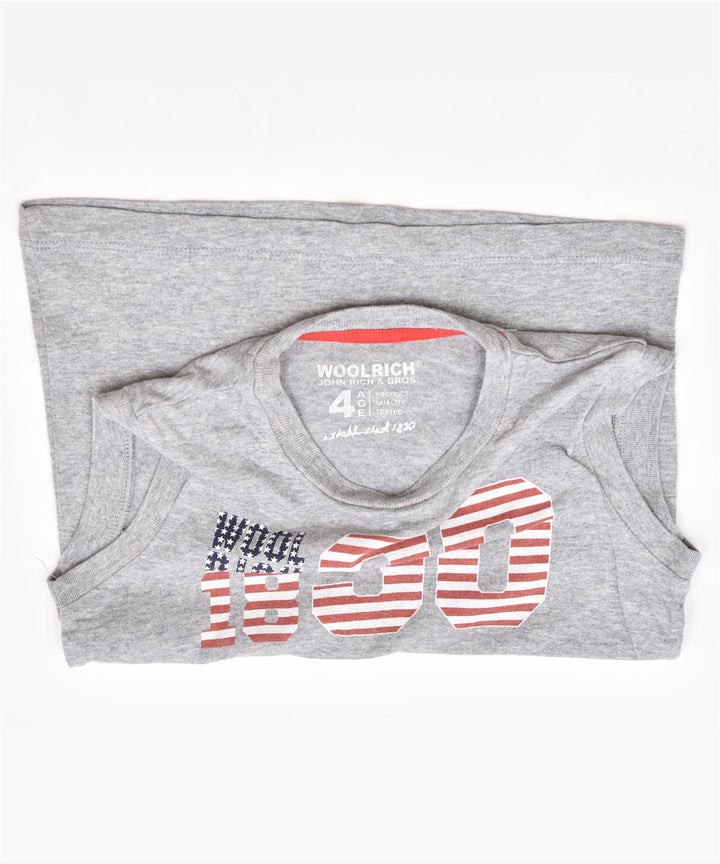 WOOLRICH Boys Graphic Vest Top 3-4 Years Grey Cotton American | Vintage | Thrift | Second-Hand | Used Clothing | Messina Hembry 