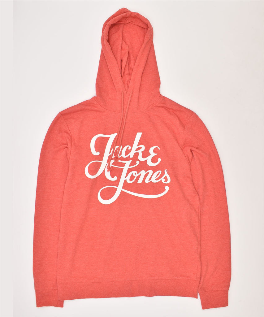 JACK & JONES Mens Graphic Hoodie Jumper Medium Red Polyester | Vintage | Thrift | Second-Hand | Used Clothing | Messina Hembry 
