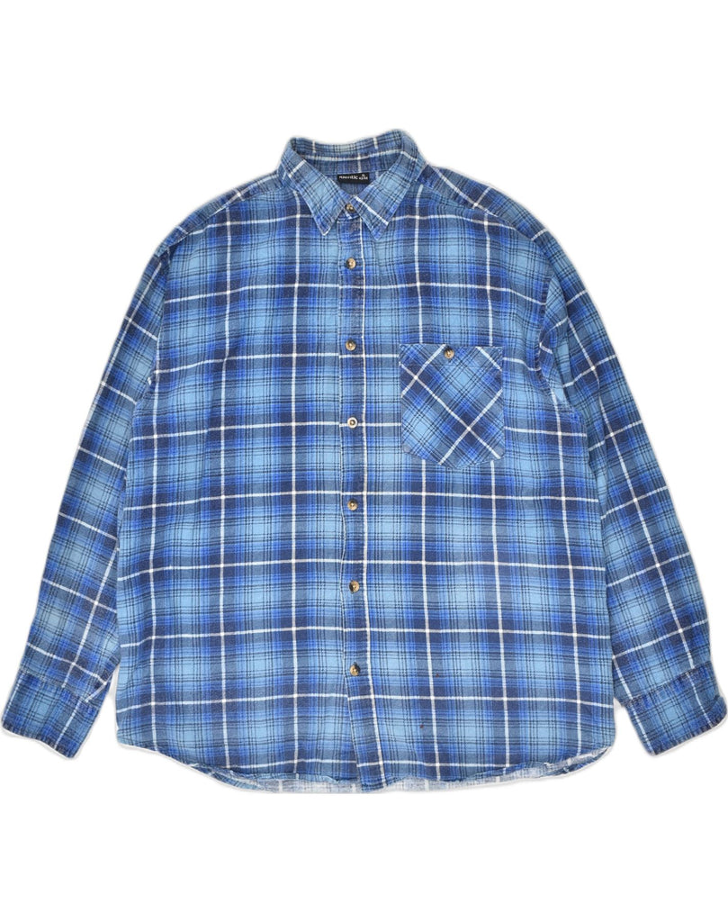 IDENTIC Mens Shirt XL Blue Check Cotton | Vintage | Thrift | Second-Hand | Used Clothing | Messina Hembry 