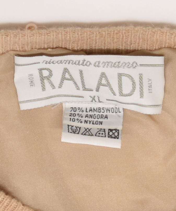 RALADI Womens Cardigan Sweater UK 18 XL Beige Floral Vintage | Vintage | Thrift | Second-Hand | Used Clothing | Messina Hembry 