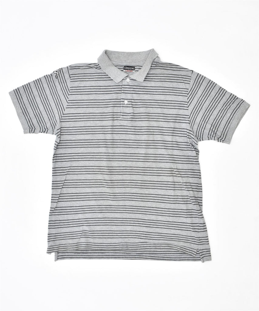 KAPPA Mens Polo Shirt Large Grey Striped Cotton | Vintage | Thrift | Second-Hand | Used Clothing | Messina Hembry 