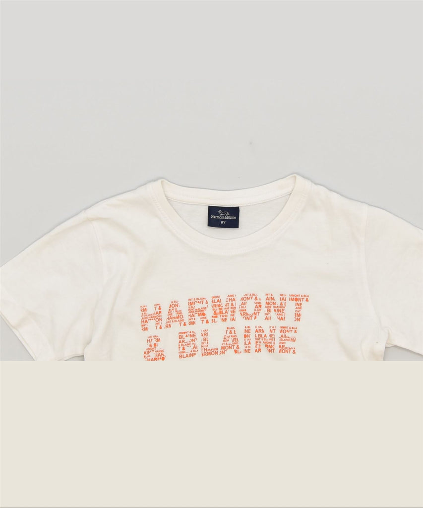 HARMONT & BLAINE Girls Graphic T-Shirt Top 7-8 Years White Cotton Classic | Vintage | Thrift | Second-Hand | Used Clothing | Messina Hembry 