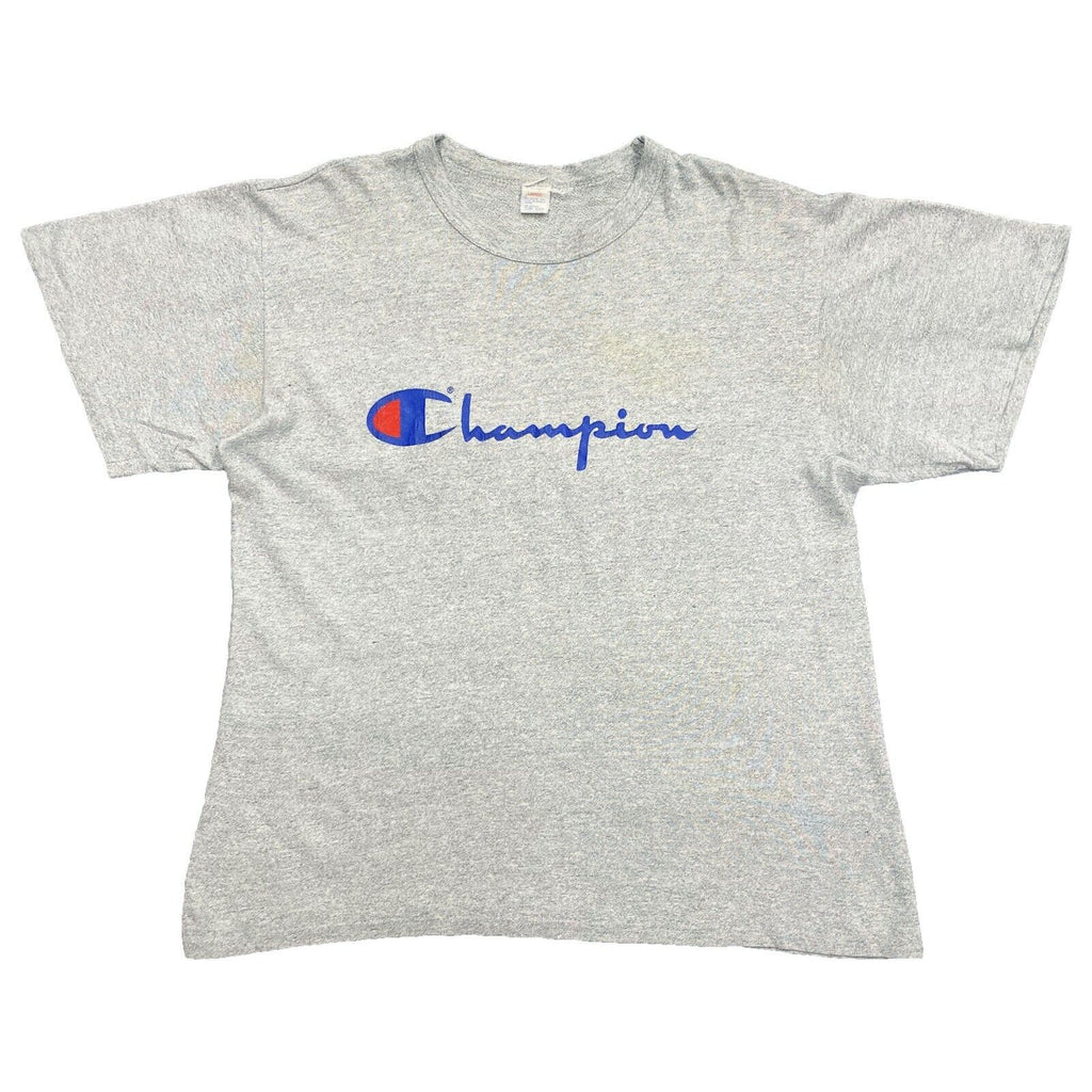 Champion Logo Tshirt | Vintage 80s Single Stitch Sports Street Wear Grey VTG | Vintage Messina Hembry | Thrift | Second-Hand Messina Hembry | Used Clothing | Messina Hembry 